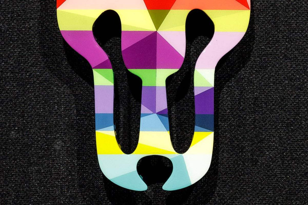 Sexy Beast - Striped Geometric Marbled Wall Sculpture - SOLD by artist Lhouette - Wyecliffe Galleries