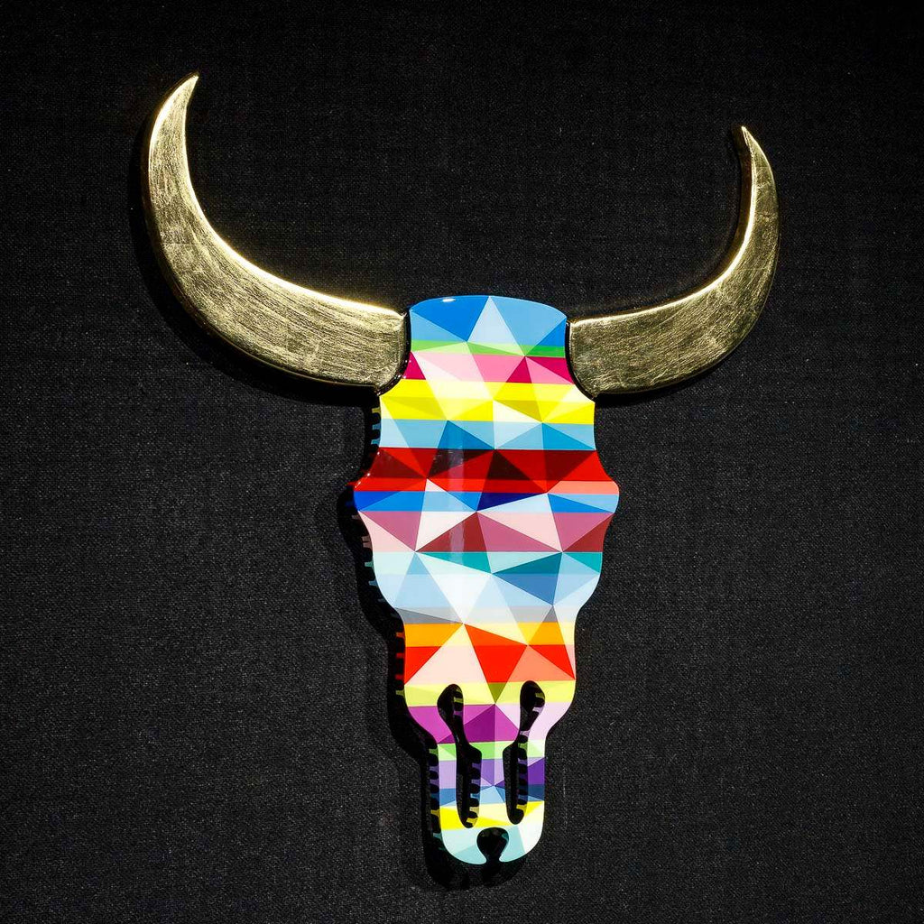 Sexy Beast - Striped Geometric Marbled Wall Sculpture - SOLD by artist Lhouette - Wyecliffe Galleries