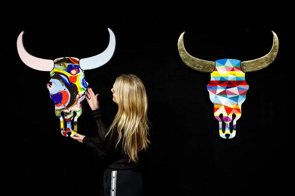 Sexy Beast - Striped Geometric Marbled Wall Sculpture - SOLD by artist Lhouette - Wyecliffe Galleries