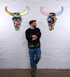 Sexy Beast - Striped Geometric Marbled Wall Sculpture - SOLD by artist Lhouette - Wyecliffe Galleries