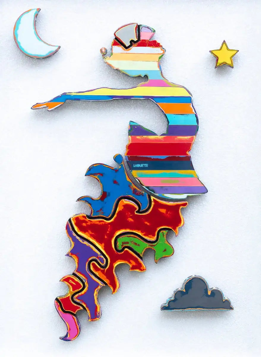 Space Cadet Scratched Back Framed Sculpture - Original - SOLD by artist Lhouette - Wyecliffe Galleries