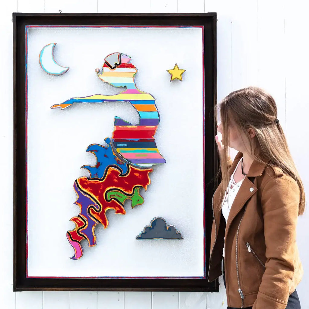 Space Cadet Scratched Back Framed Sculpture - Original - SOLD by artist Lhouette - Wyecliffe Galleries