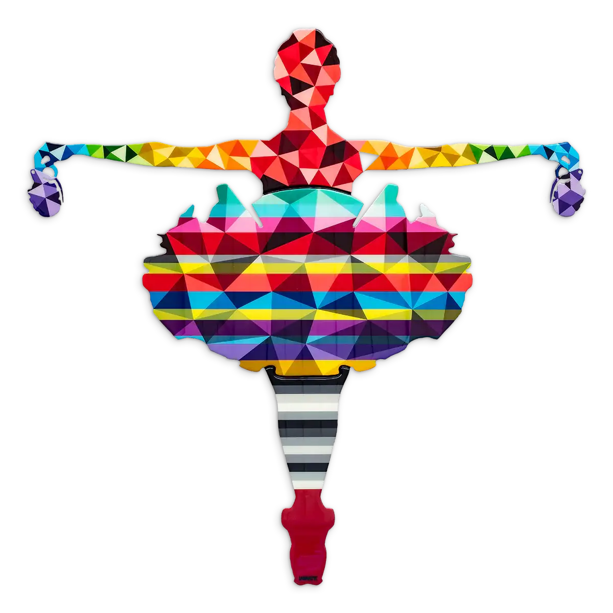 Drop The Bomb Striped Geometric Medium - Original Wall Sculpture - SOLD by artist Lhouette - Wyecliffe Galleries