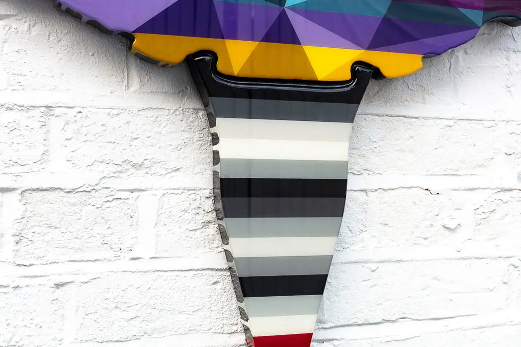 Drop The Bomb Striped Geometric Medium - Original Wall Sculpture - SOLD by artist Lhouette - Wyecliffe Galleries
