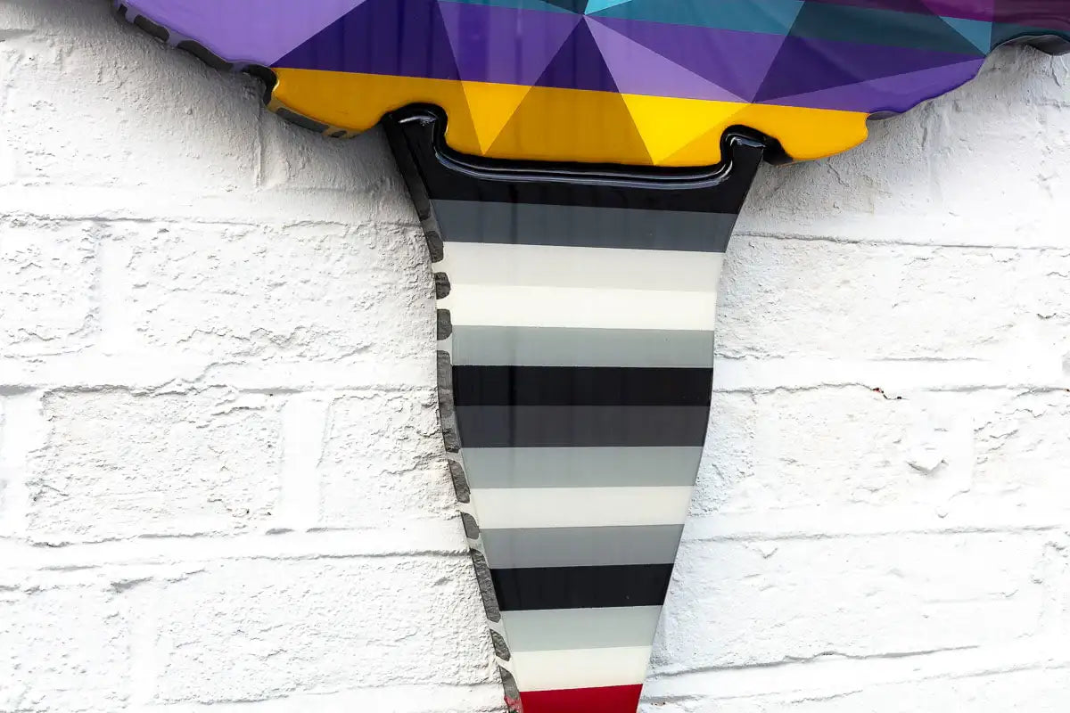 Drop The Bomb Striped Geometric Medium - Original Wall Sculpture - SOLD by artist Lhouette - Wyecliffe Galleries