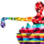 Drop The Bomb Striped Geometric Medium - Original Wall Sculpture - SOLD by artist Lhouette - Wyecliffe Galleries