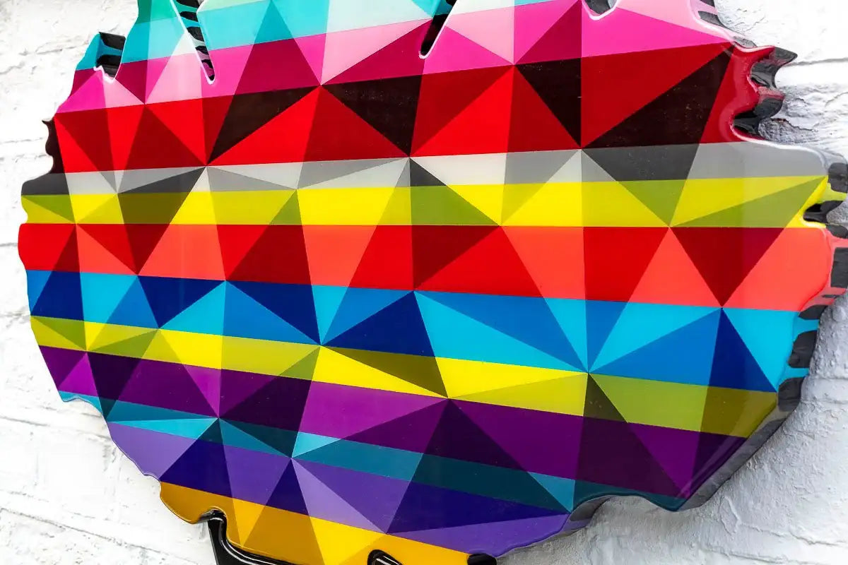 Drop The Bomb Striped Geometric Medium - Original Wall Sculpture - SOLD by artist Lhouette - Wyecliffe Galleries