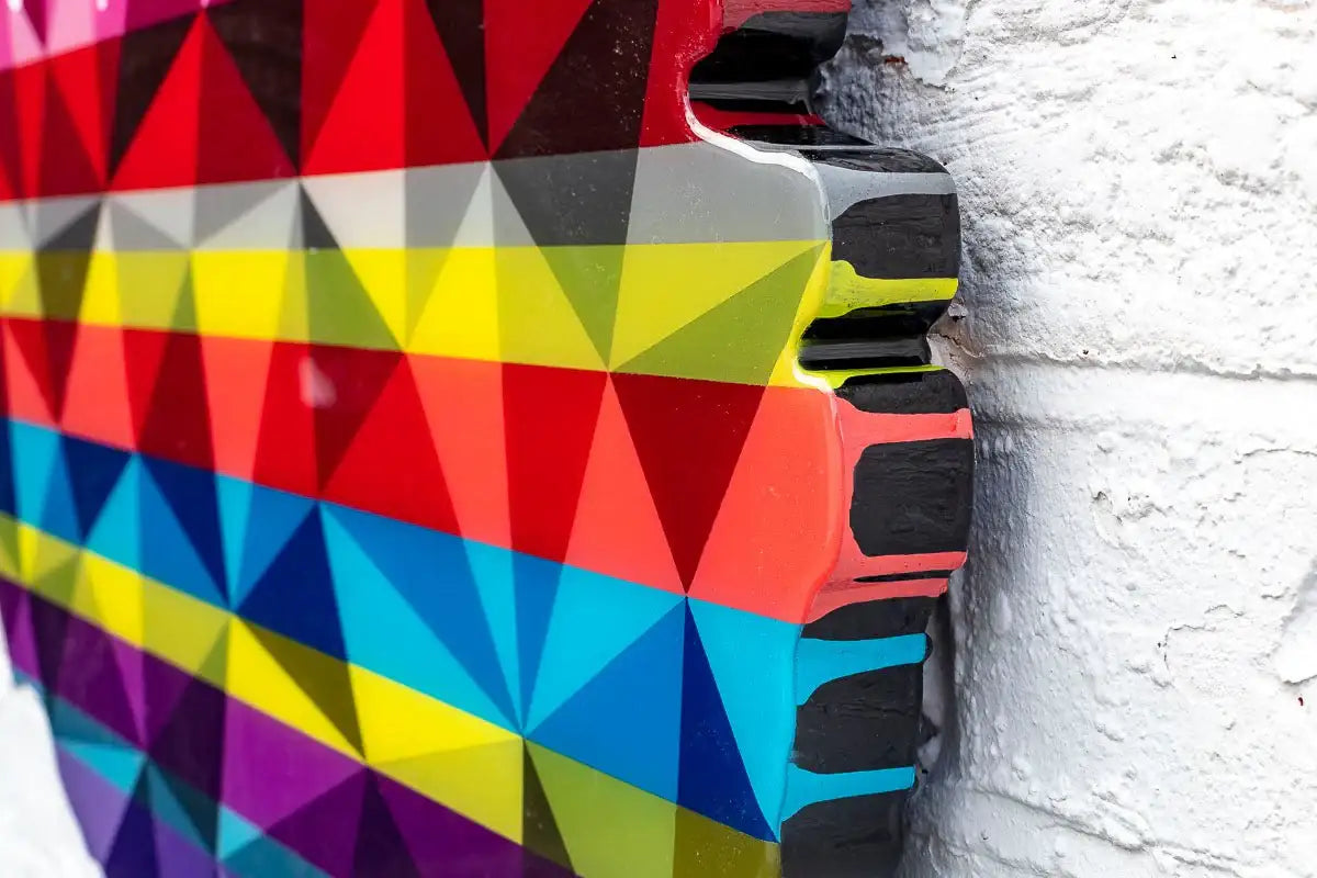 Drop The Bomb Striped Geometric Medium - Original Wall Sculpture - SOLD by artist Lhouette - Wyecliffe Galleries