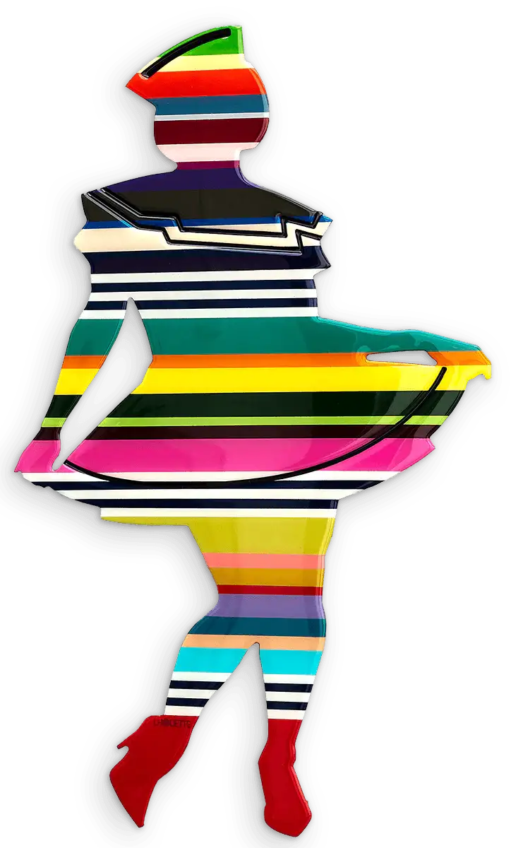 Striped Hello Sailor Miniature - Original Wall Sculpture - SOLD by artist Lhouette - Wyecliffe Galleries