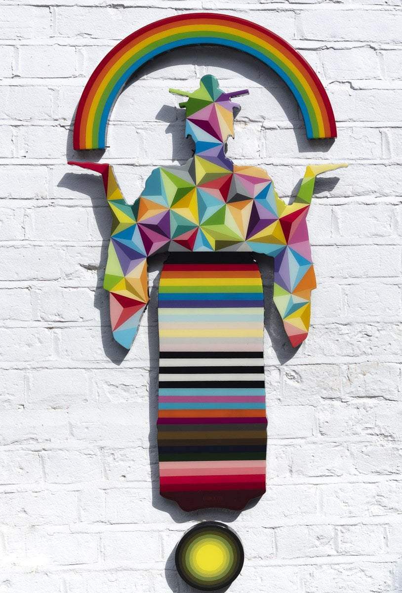 Tokyo Dreaming Geometric Three Part Miniature Wall Sculpture - Original - SOLD by artist Lhouette - Wyecliffe Galleries