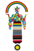 Tokyo Dreaming Geometric Three Part Miniature Wall Sculpture - Original - SOLD by artist Lhouette - Wyecliffe Galleries