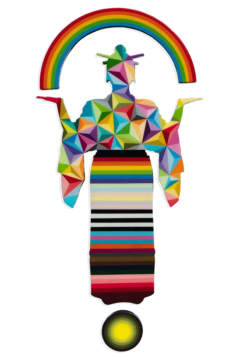 Tokyo Dreaming Geometric Three Part Miniature Wall Sculpture - Original - SOLD by artist Lhouette - Wyecliffe Galleries