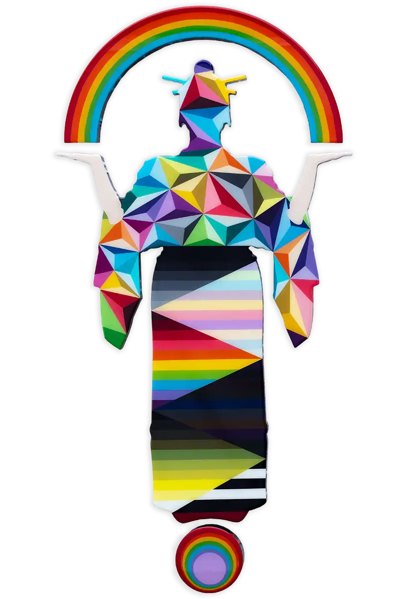 Tokyo Dreaming Geometric Three Part Miniature Wall Sculpture - Original - SOLD by artist Lhouette - Wyecliffe Galleries