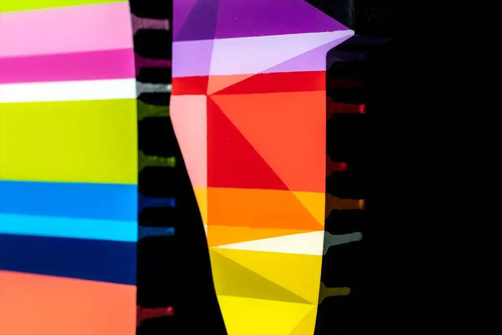 Tokyo Dreaming Rainbow Geometric- Original Wall Sculpture - SOLD by artist Lhouette - Wyecliffe Galleries