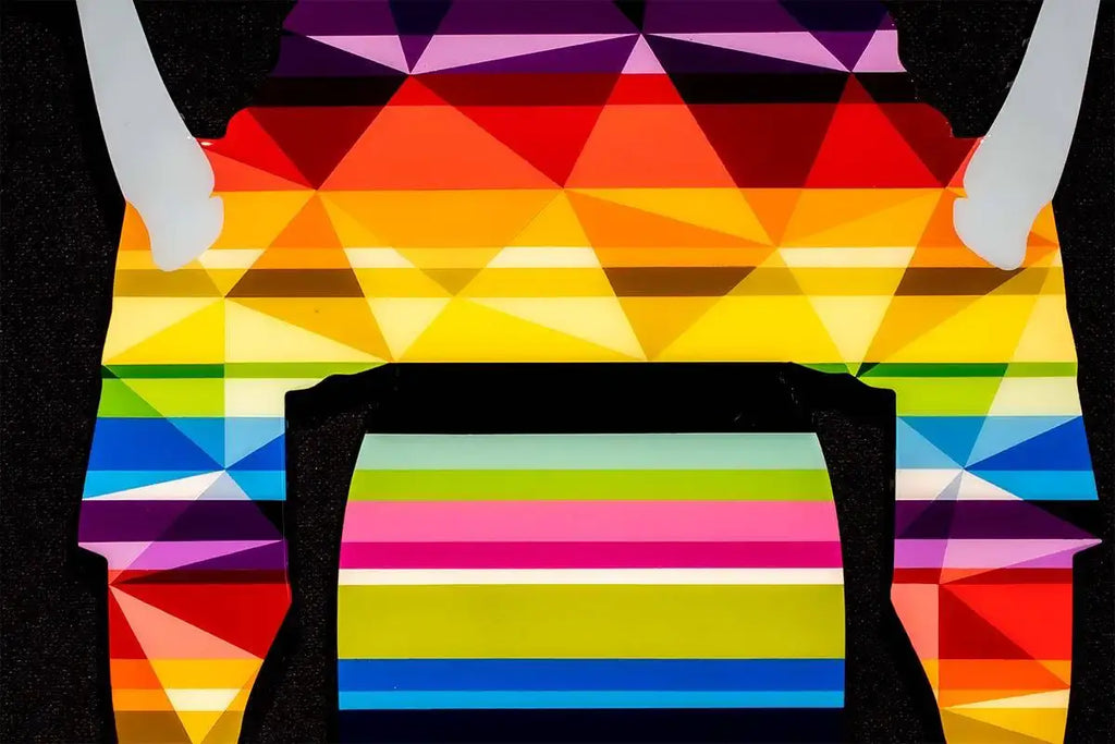 Tokyo Dreaming Rainbow Geometric- Original Wall Sculpture - SOLD by artist Lhouette - Wyecliffe Galleries