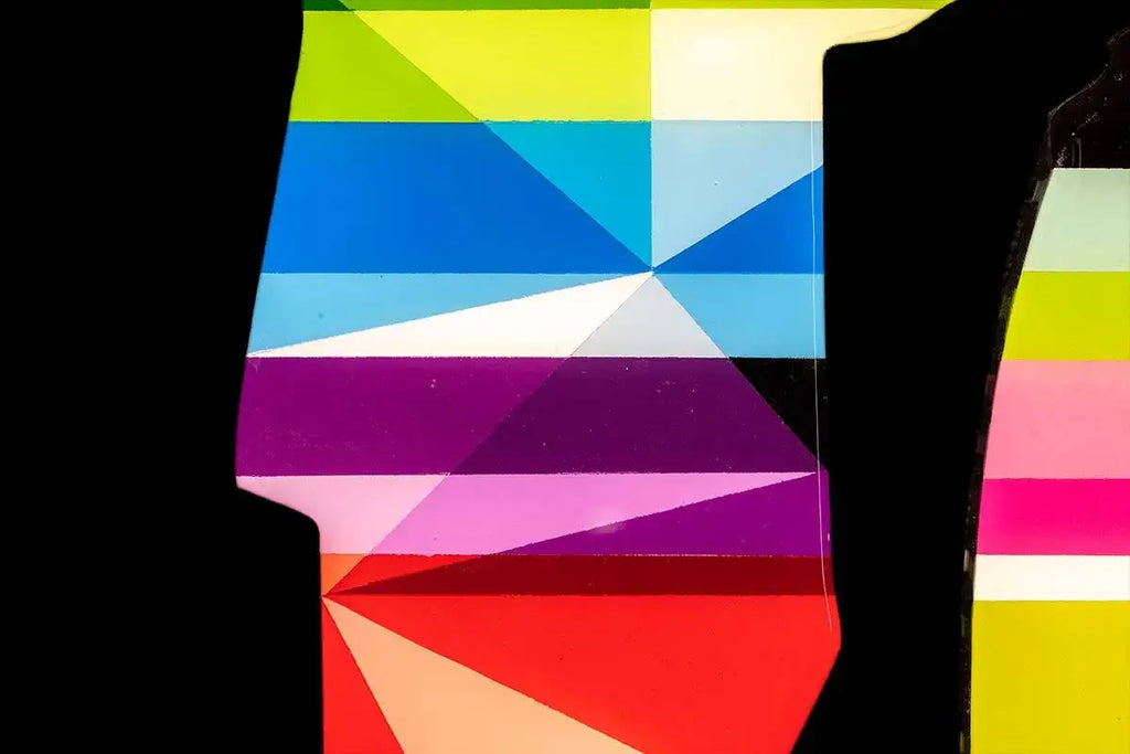 Tokyo Dreaming Rainbow Geometric- Original Wall Sculpture - SOLD by artist Lhouette - Wyecliffe Galleries