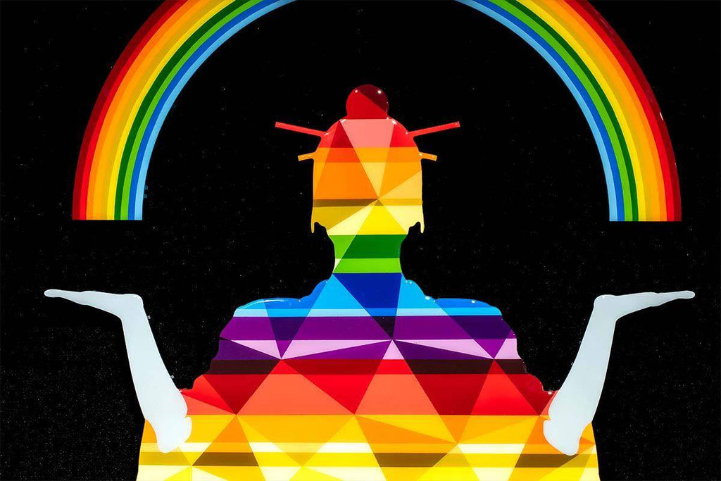 Tokyo Dreaming Rainbow Geometric- Original Wall Sculpture - SOLD by artist Lhouette - Wyecliffe Galleries