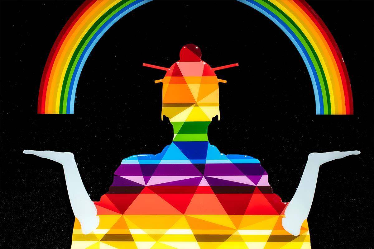 Tokyo Dreaming Rainbow Geometric- Original Wall Sculpture - SOLD by artist Lhouette - Wyecliffe Galleries