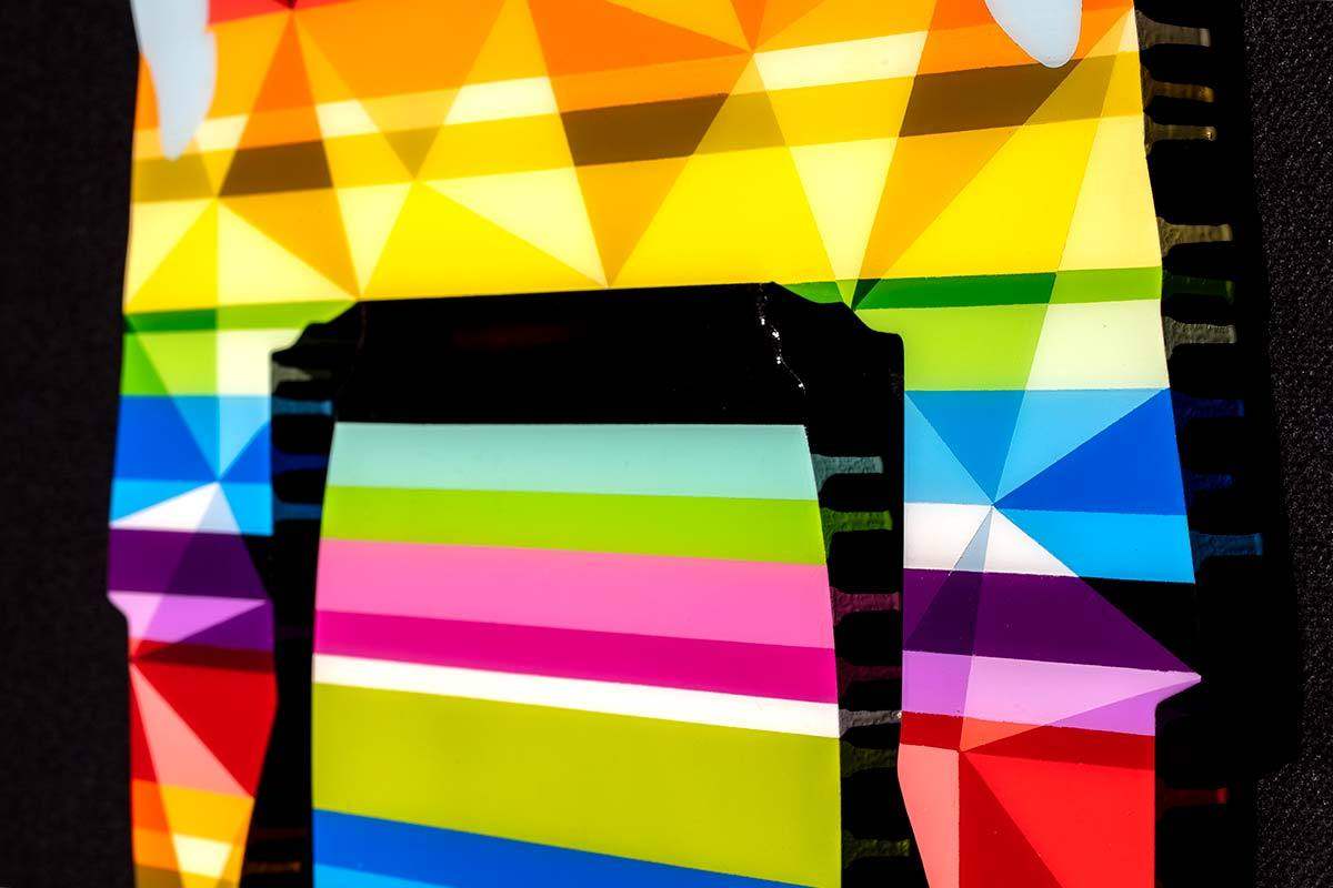 Tokyo Dreaming Rainbow Geometric- Original Wall Sculpture - SOLD by artist Lhouette - Wyecliffe Galleries