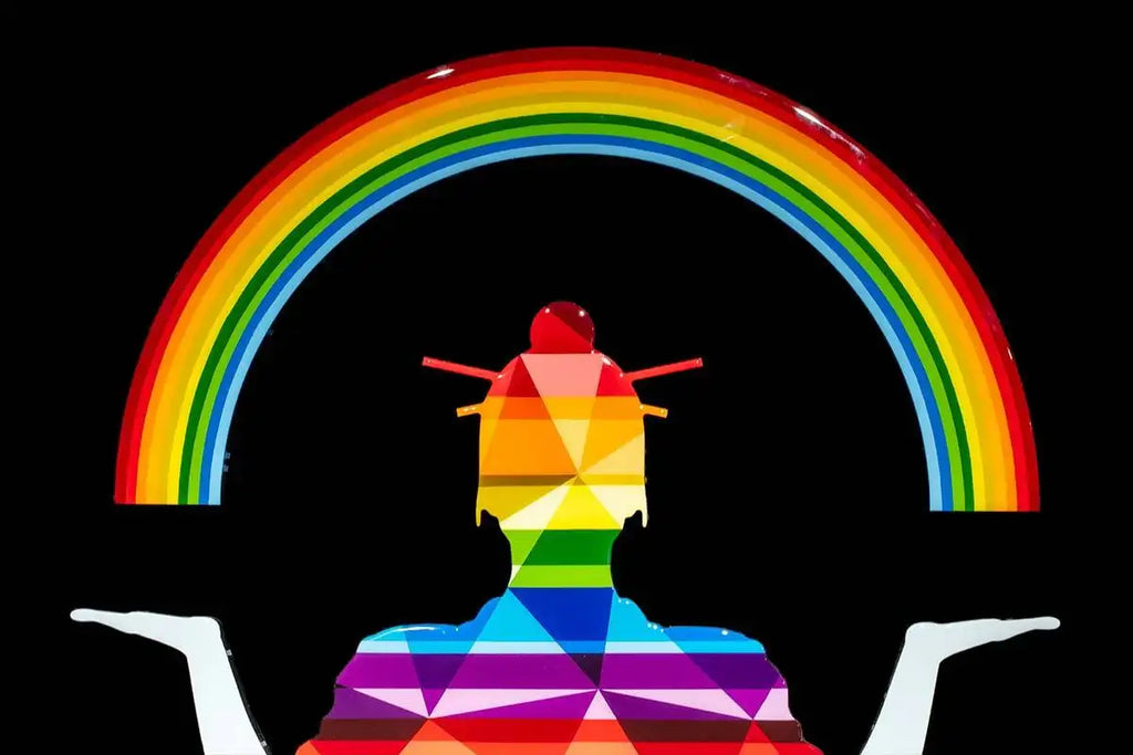Tokyo Dreaming Rainbow Geometric- Original Wall Sculpture - SOLD by artist Lhouette - Wyecliffe Galleries