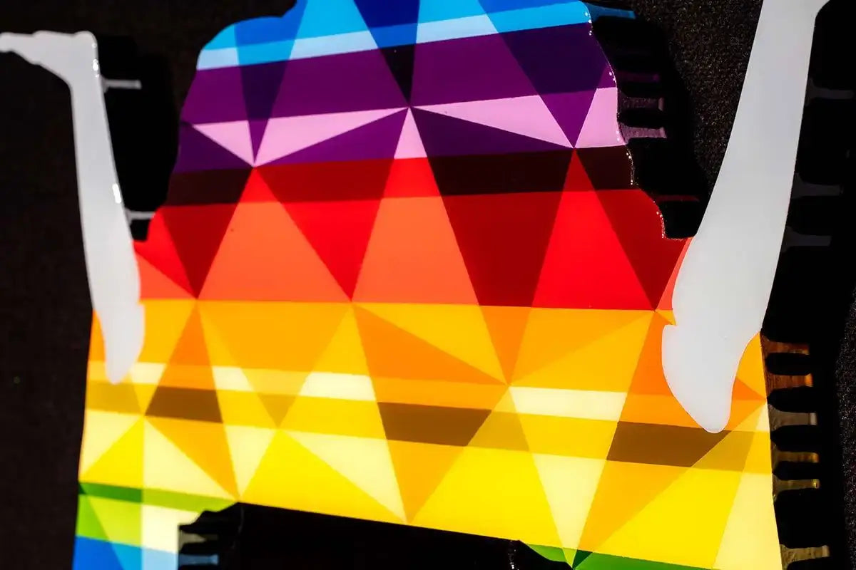 Tokyo Dreaming Rainbow Geometric- Original Wall Sculpture - SOLD by artist Lhouette - Wyecliffe Galleries