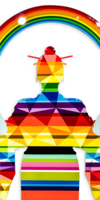 Tokyo Dreaming Rainbow Geometric- Original Wall Sculpture - SOLD by artist Lhouette - Wyecliffe Galleries