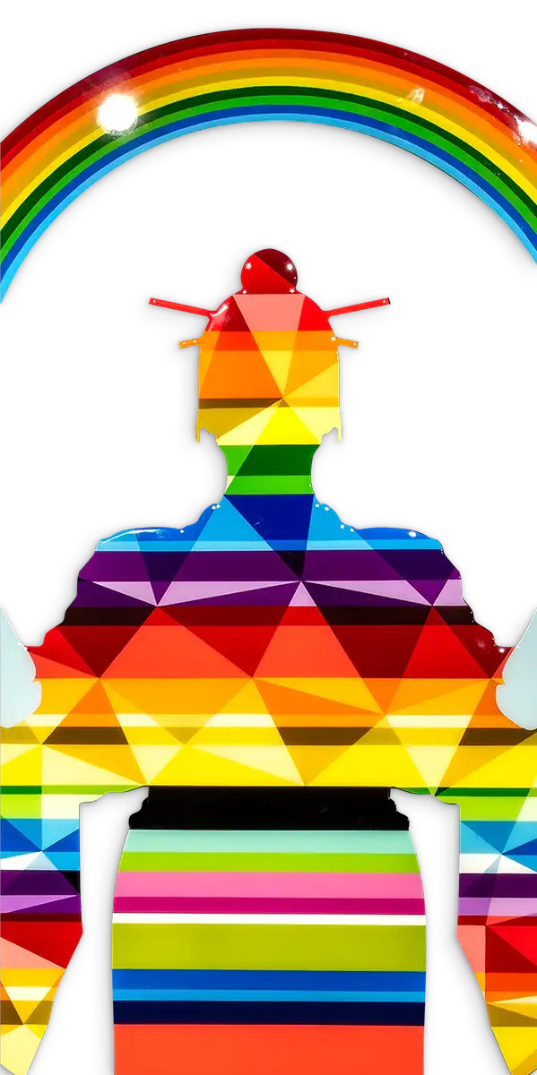 Tokyo Dreaming Rainbow Geometric- Original Wall Sculpture - SOLD by artist Lhouette - Wyecliffe Galleries