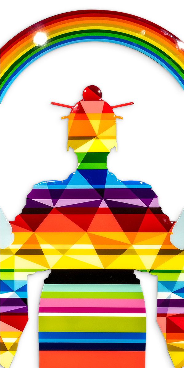 Tokyo Dreaming Rainbow Geometric- Original Wall Sculpture Lhouette Framed