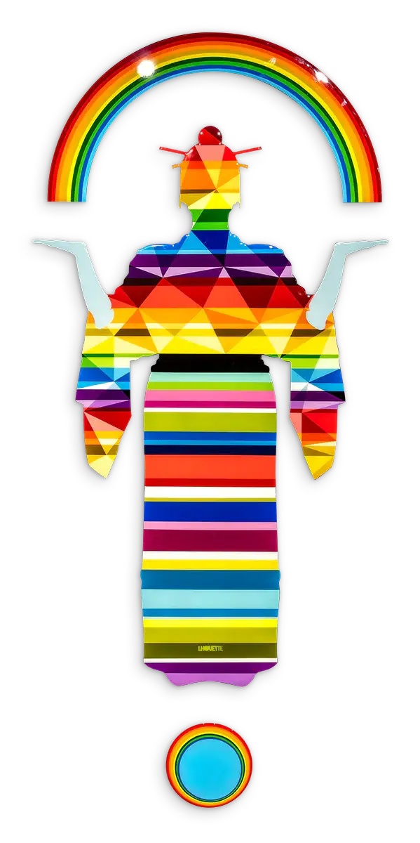 Tokyo Dreaming Rainbow Geometric- Original Wall Sculpture - SOLD by artist Lhouette - Wyecliffe Galleries