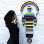 Tokyo Dreaming Three Part Striped Miniature Wall Sculpture - Original - SOLD by artist Lhouette - Wyecliffe Galleries