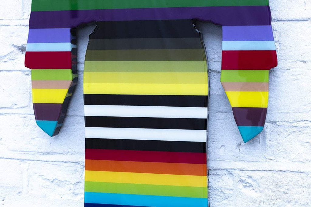 Tokyo Dreaming Three Part Striped Miniature Wall Sculpture - Original - SOLD by artist Lhouette - Wyecliffe Galleries