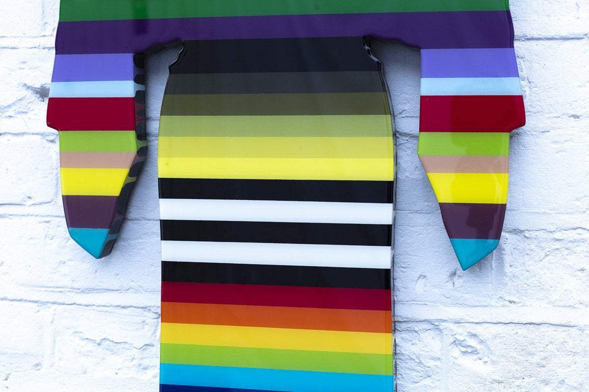 Tokyo Dreaming Three Part Striped Miniature Wall Sculpture - Original - SOLD by artist Lhouette - Wyecliffe Galleries