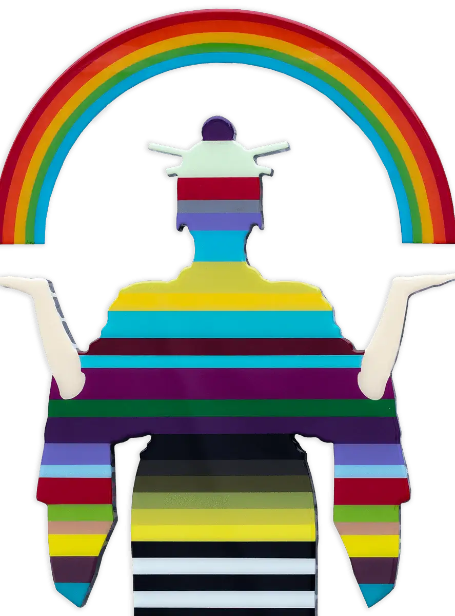 Tokyo Dreaming Three Part Striped Miniature Wall Sculpture - Original - SOLD by artist Lhouette - Wyecliffe Galleries