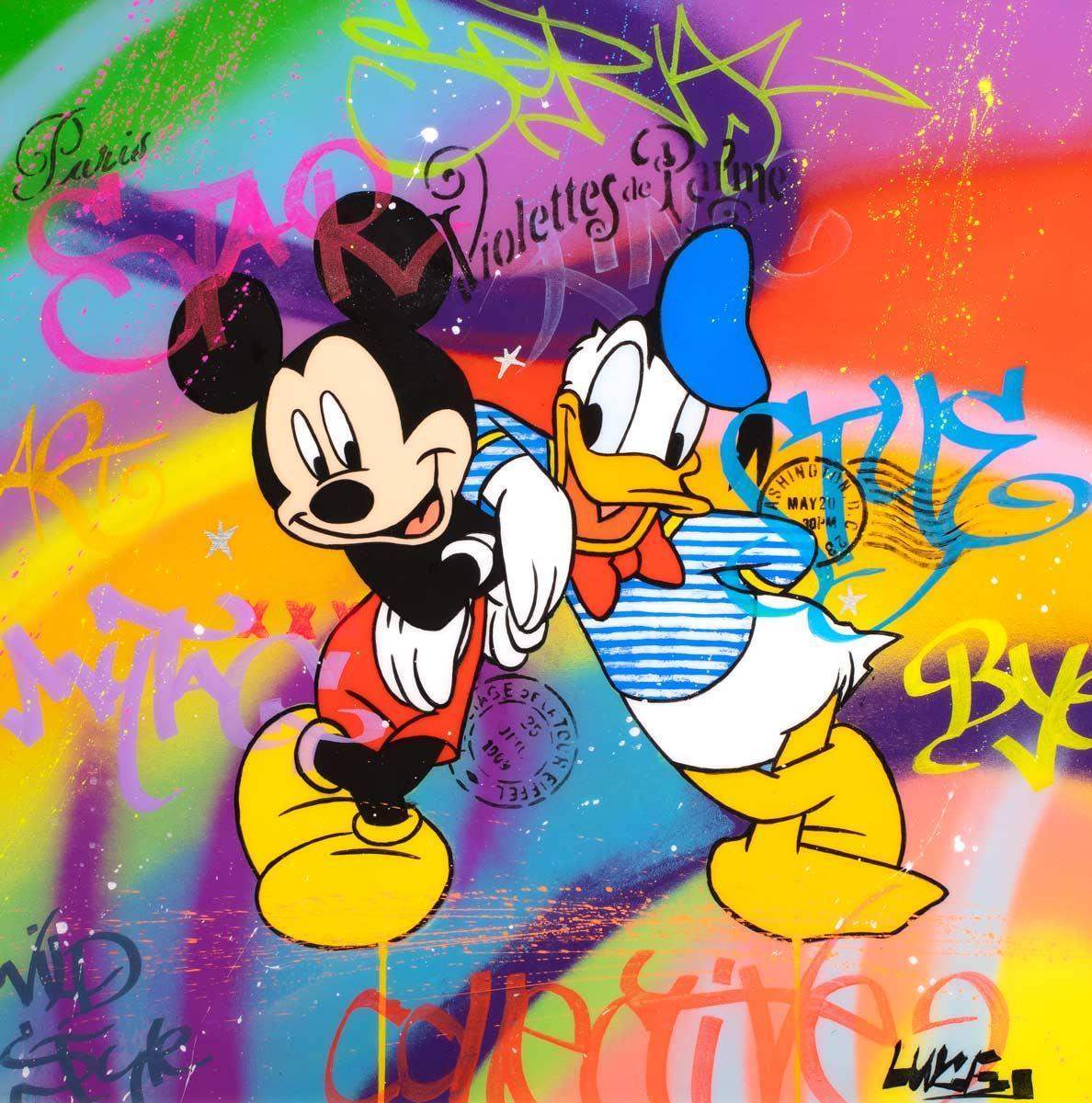 Mickey & Donald - Original - SOLD by artist Lukey - Wyecliffe Galleries