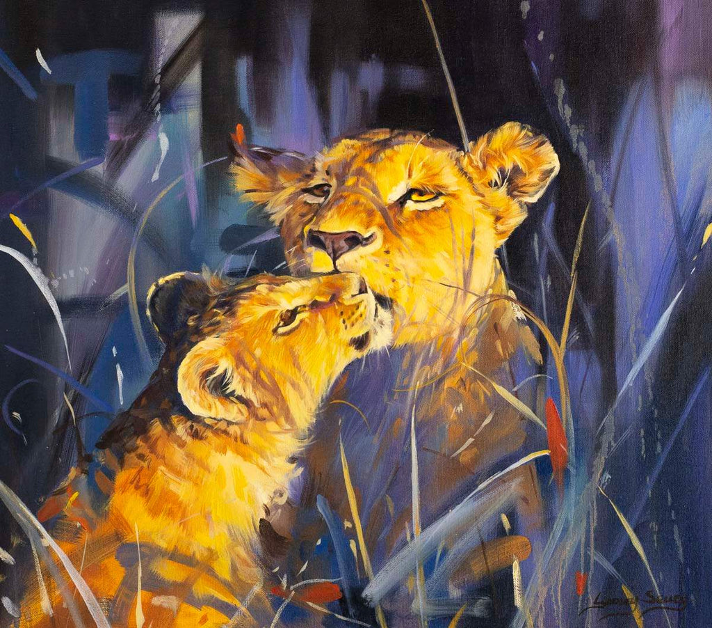 Lion Cub - Original - SOLD by artist Lyndsey Selley - Wyecliffe Galleries