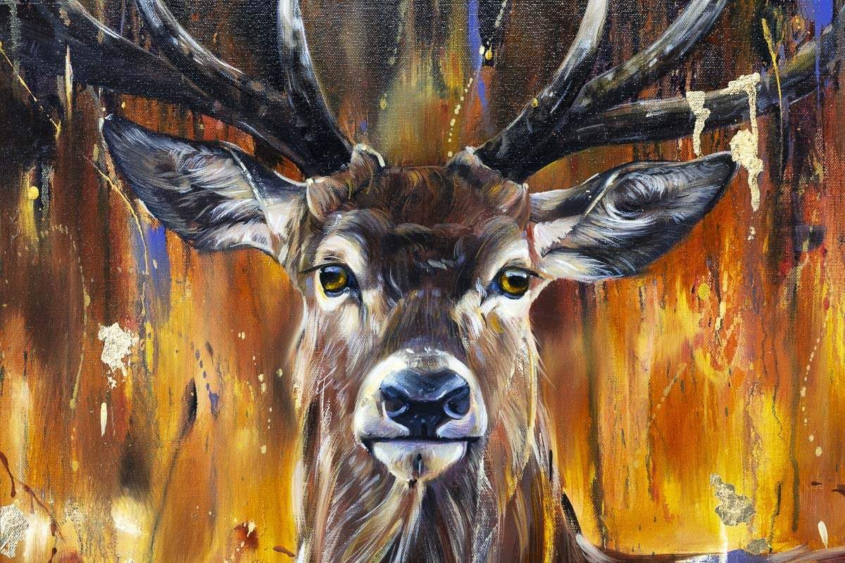 Stag - Original - SOLD by artist Lyndsey Selley - Wyecliffe Galleries
