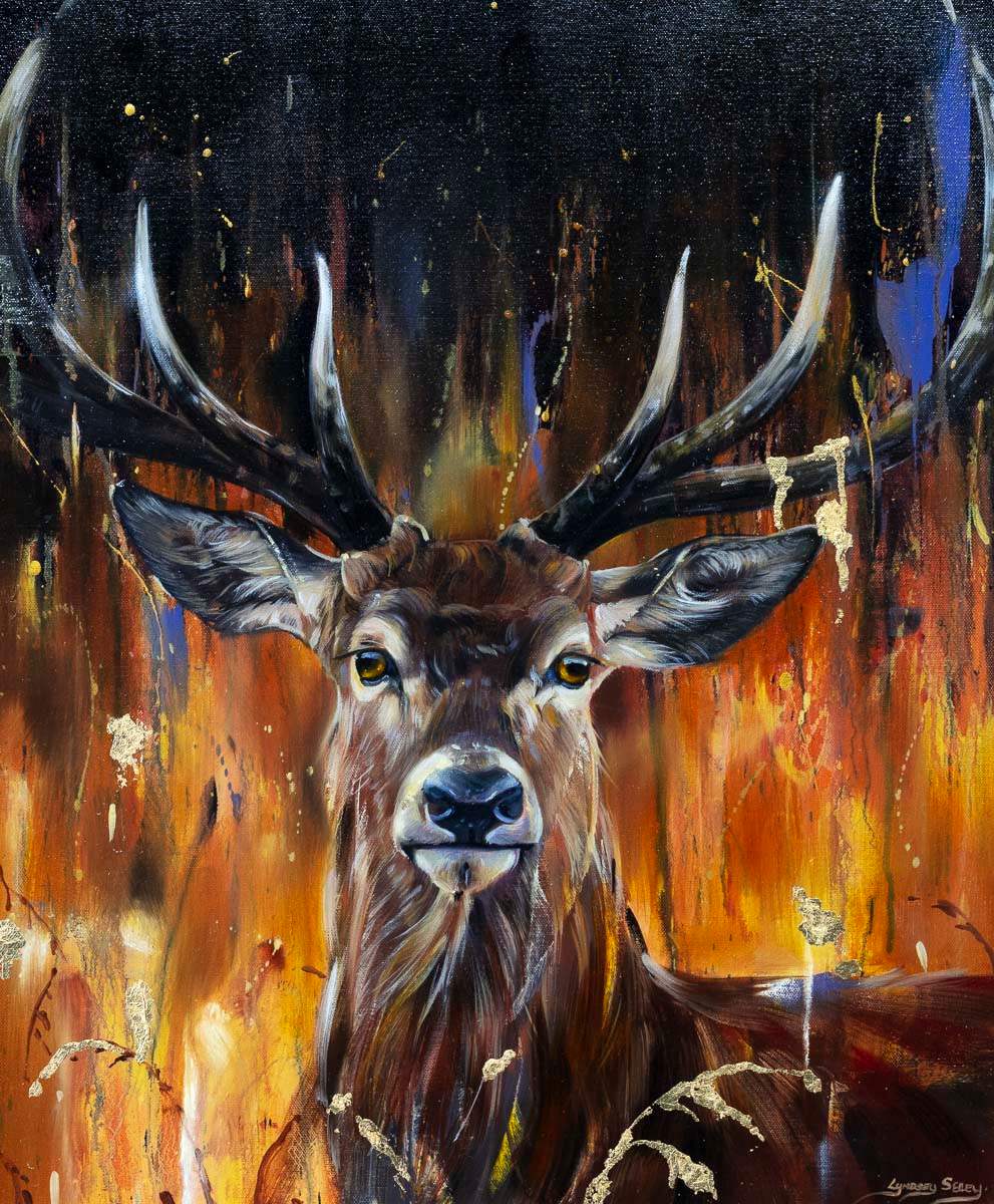 Stag - Original - SOLD by artist Lyndsey Selley - Wyecliffe Galleries