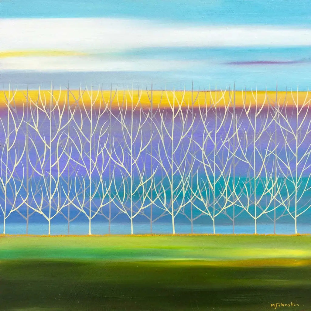 As The Sun Sets Through The Trees - Original - SOLD by artist Mary Johnston - Wyecliffe Galleries