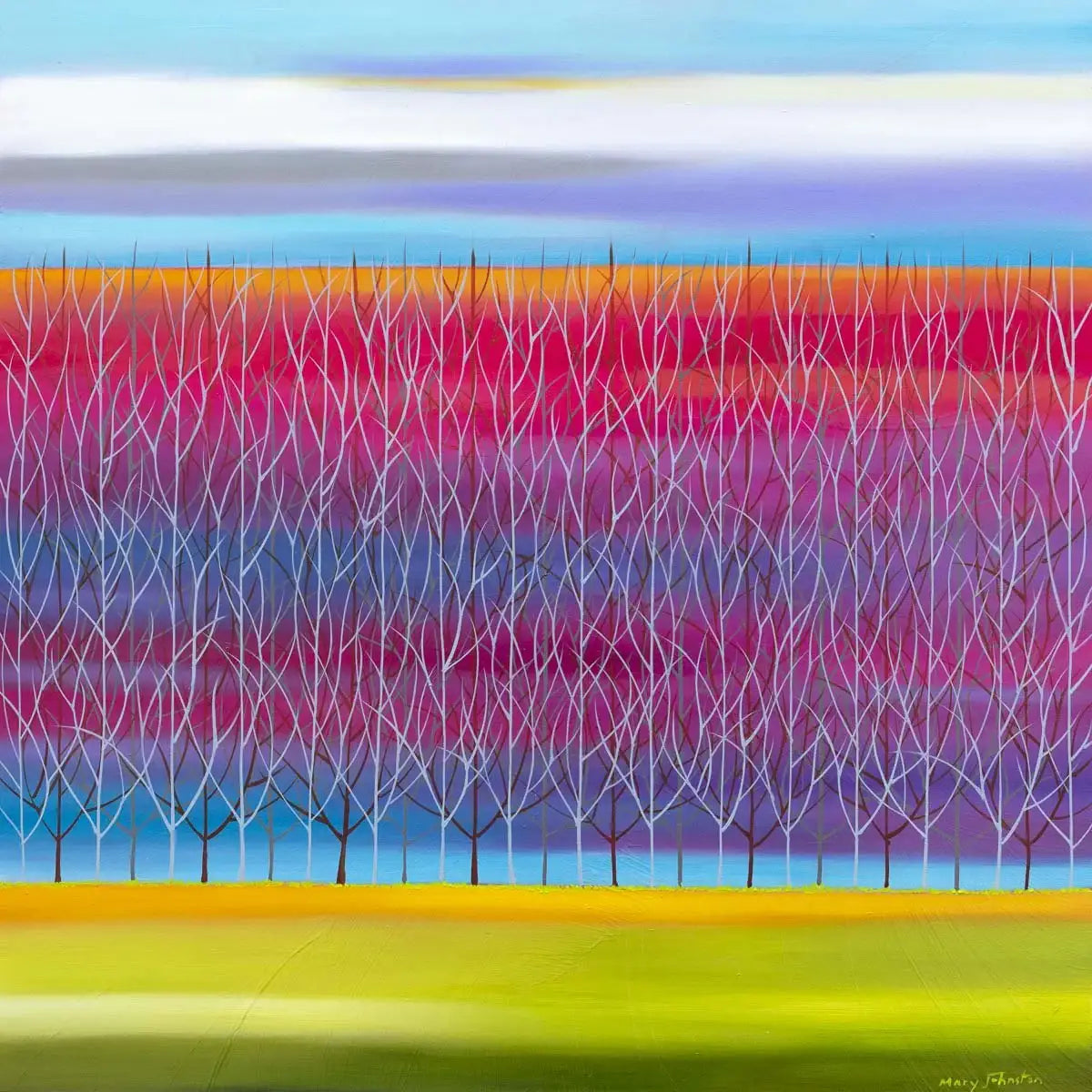 Pink Skies - Original - SOLD by artist Mary Johnston - Wyecliffe Galleries