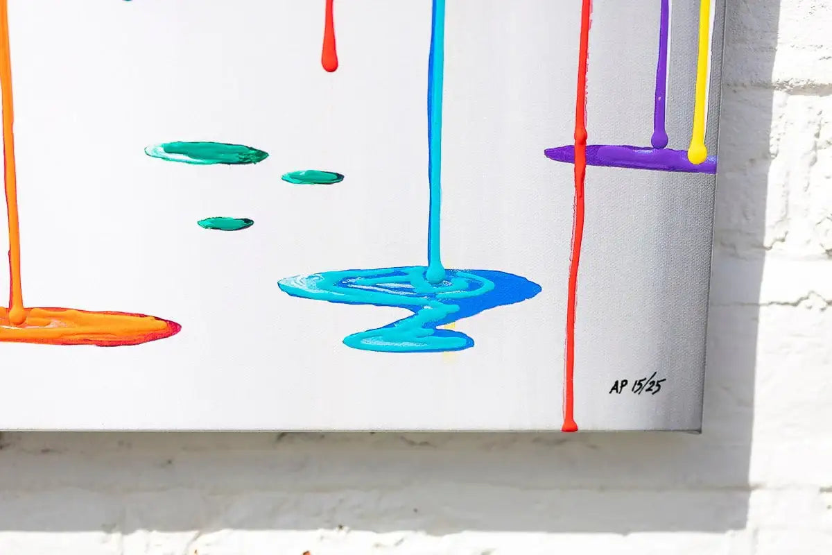 Rainbow Rhino Family - Edition by artist Michael Summers - Wyecliffe Galleries