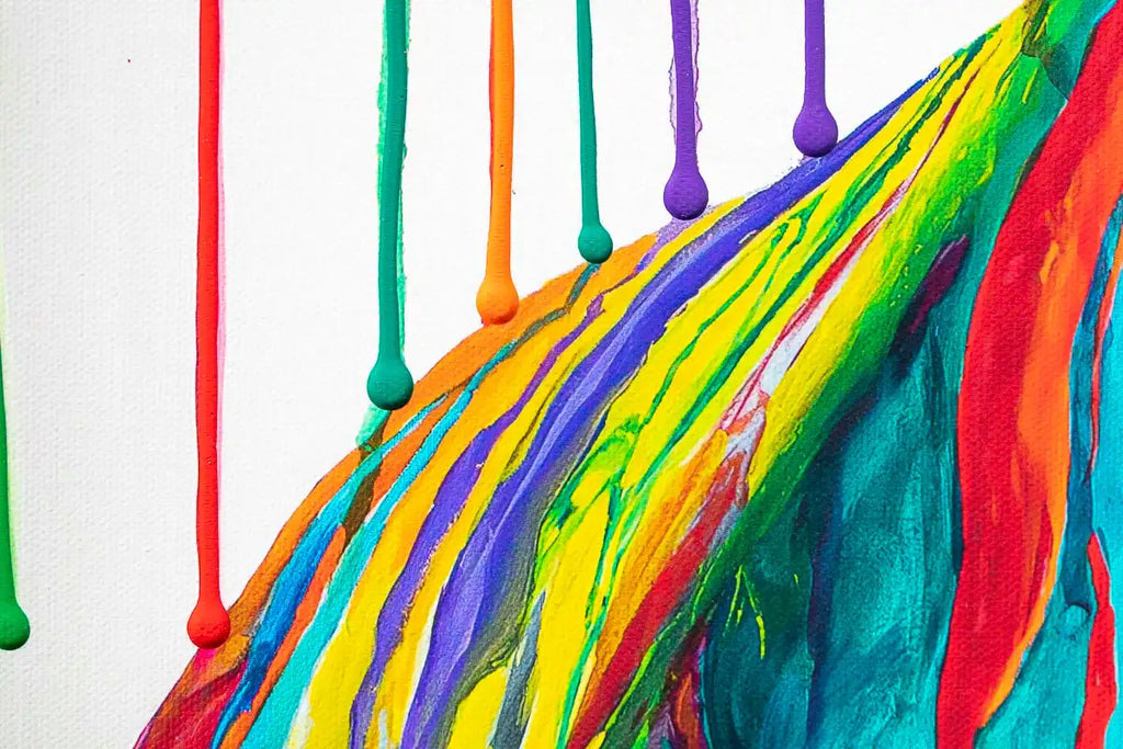 Rainbow Rhino Family - Edition by artist Michael Summers - Wyecliffe Galleries