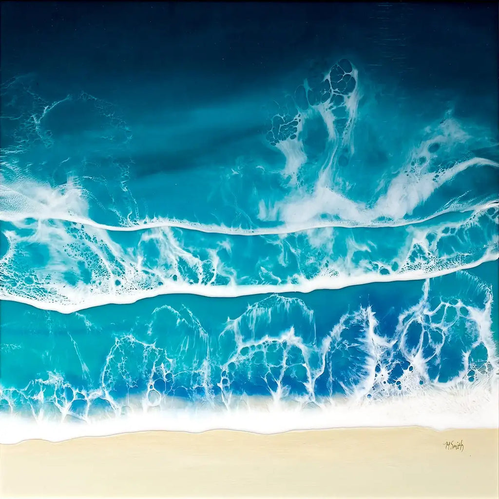 Turquoise Waves - Original - SOLD by artist Michelle Smith - Wyecliffe Galleries