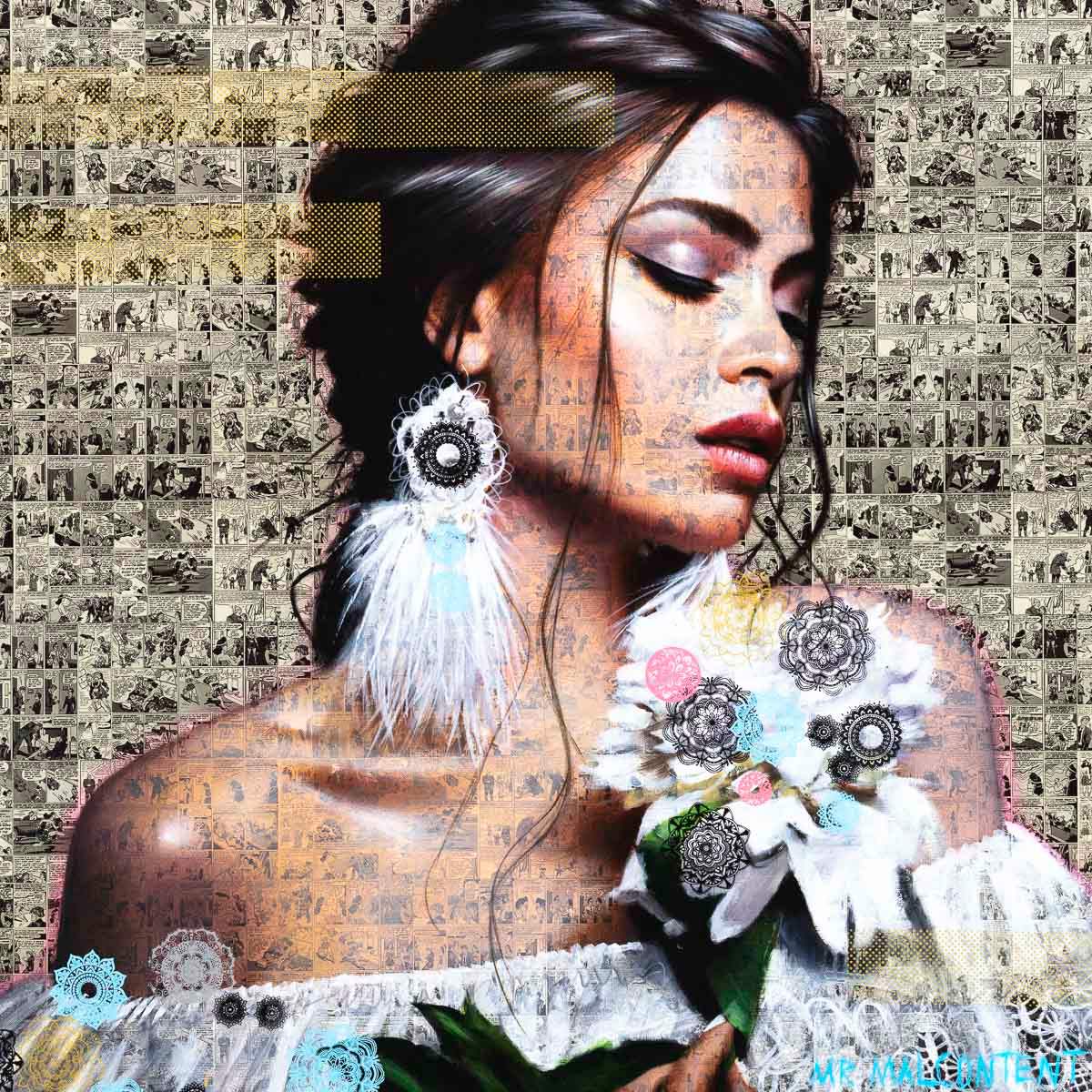 Boho Beauty - Original - SOLD by artist Mr Malcontent - Wyecliffe Galleries
