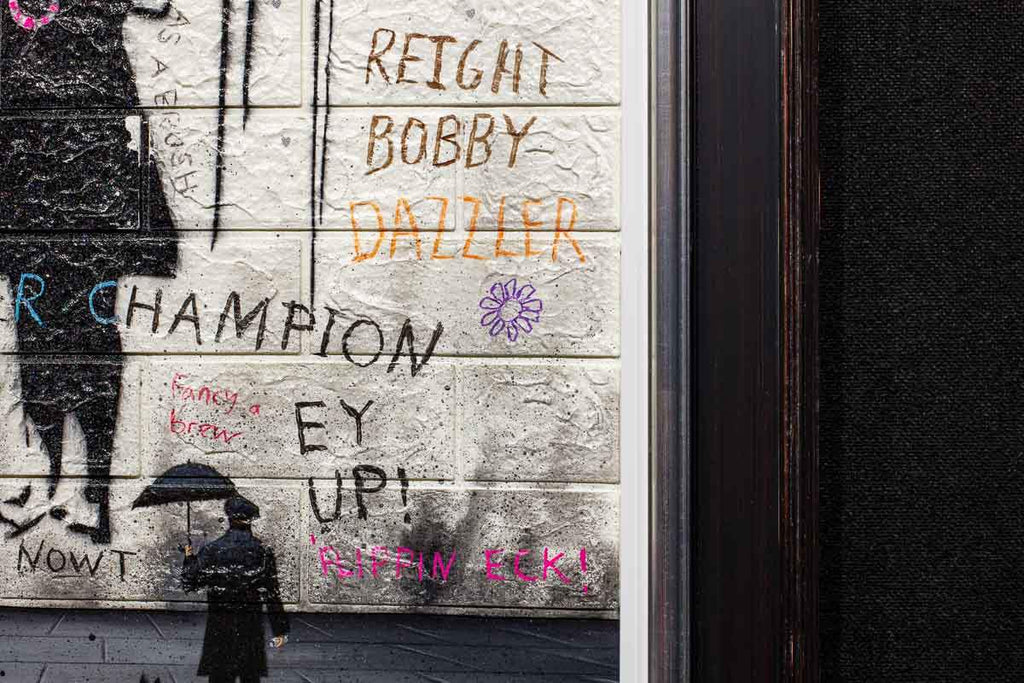 Girl in The Rain - Original SOLD by artist Mr Malcontent - Wyecliffe Galleries