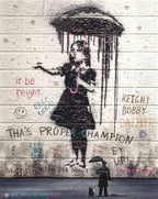 Girl in The Rain - Original SOLD by artist Mr Malcontent - Wyecliffe Galleries