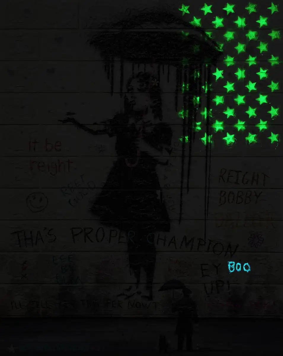 Girl in The Rain - Original SOLD by artist Mr Malcontent - Wyecliffe Galleries