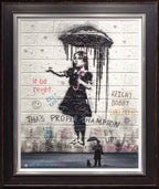 Girl in The Rain - Original SOLD by artist Mr Malcontent - Wyecliffe Galleries