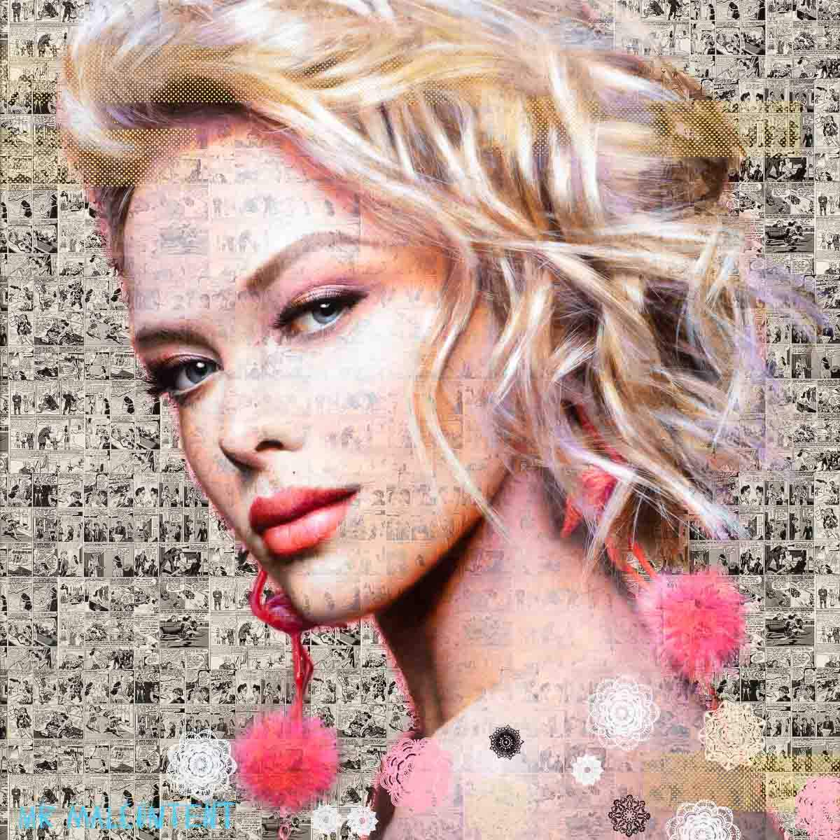 Pink Chic - Original - SOLD by artist Mr Malcontent - Wyecliffe Galleries