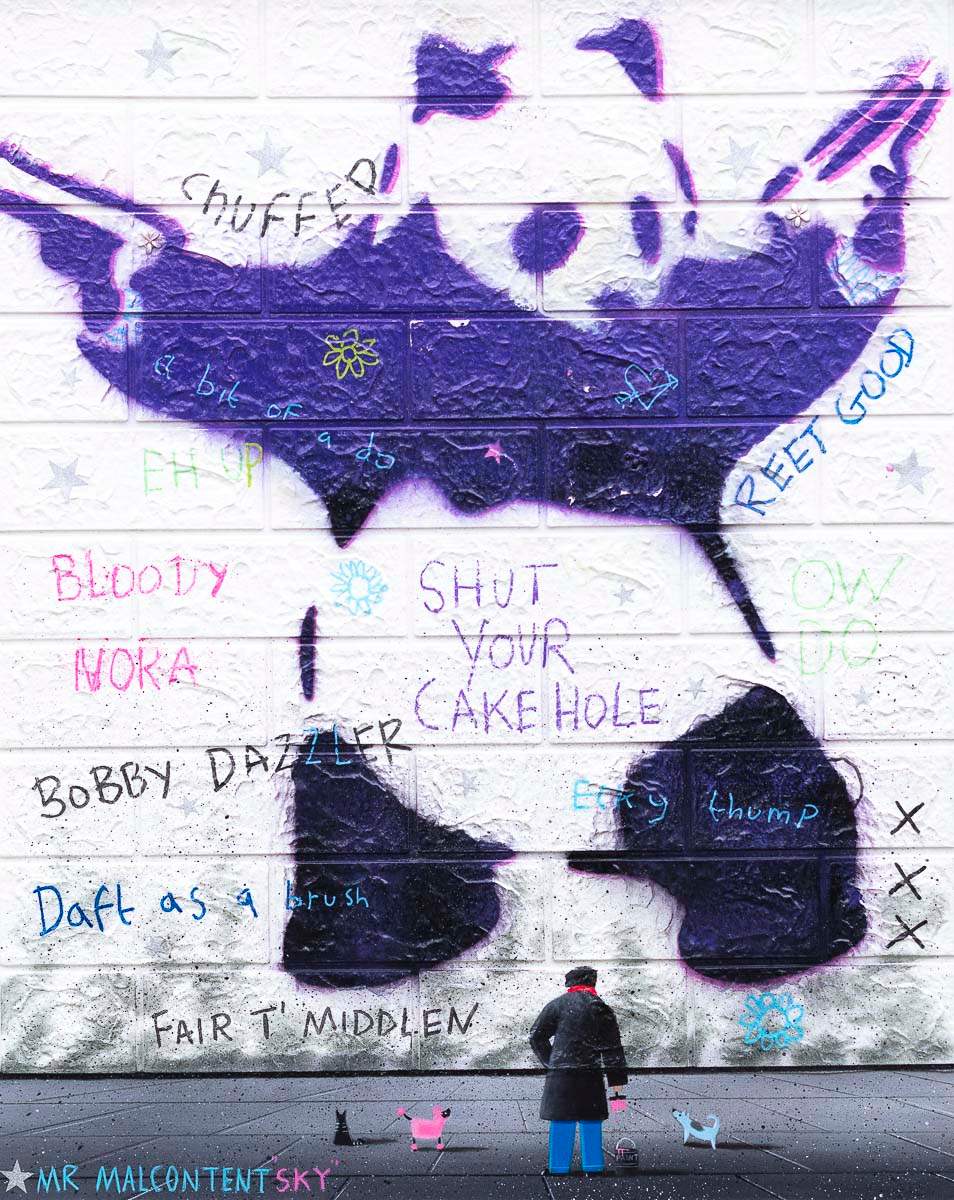 Stick 'Em Up - Original by artist Mr Malcontent - Wyecliffe Galleries