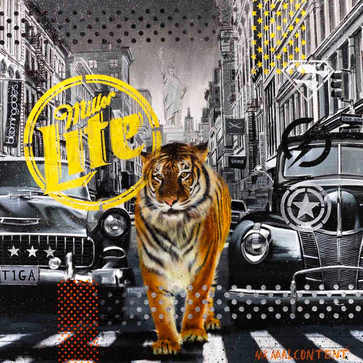 Tiger Prowl - Original - SOLD by artist Mr Malcontent - Wyecliffe Galleries